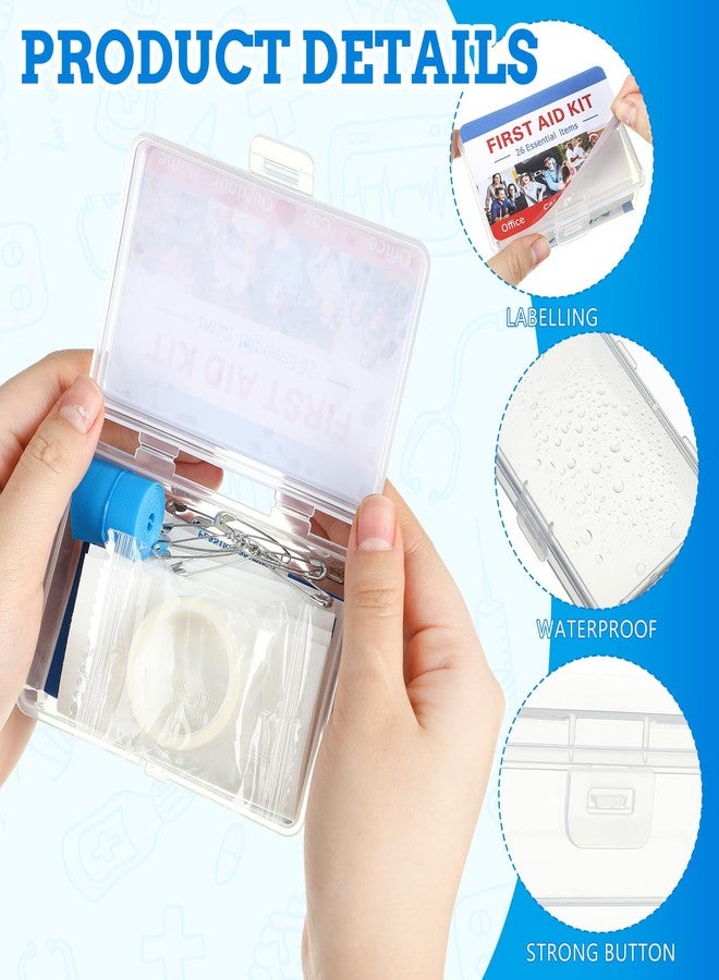 Threlaco 12 Set Mini First Aid Kit Bulk Mini Portable Travel Kit Resistant Case for Convenience First Aid 12 Pack Boxes of 26 Items Each for Minor Cut Scrape Hike Car Home School Office Sports - Image 3